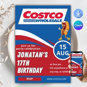 Costco Birthday Invitation: Customizable Party Invite (canva Template) - Etsy
