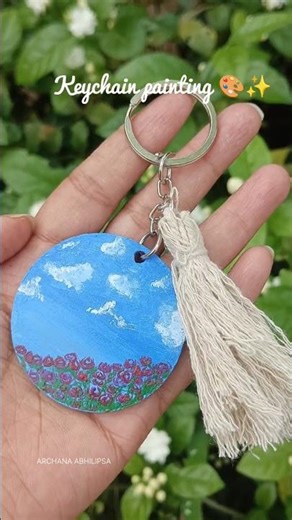 Keychain painting🌸✨MDF board painting 🖌️ #keychain #diy #arttutorial #diykeychain #viralshorts #mdf