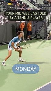 149K views · 21 reactions | Your mid week as told by a tennis player  What day are you feeling like right now? #relatable #tennis #atptour #tennisplayer #tennistraining #midweek #tennismood #tennisfans #tennislife | JustBall Tennis | Facebook