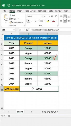 How to Use MAXIFS Function in Excel #excel #advanceexcel #short