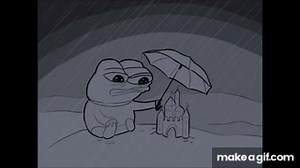 Apu Apustaja try to protect his sand castle on Make a GIF