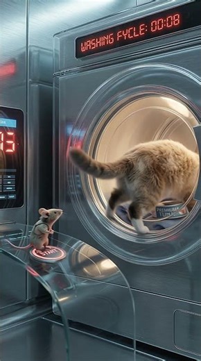 Spin Cycle!🌀The Washing Machine Trap | 999 IQ Mouse vs Confused Cat! 🧀 #catvsmouse #cat #aianimation