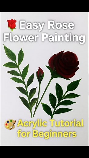 🎨🌹 Beautiful Rose Flower Painting | Easy Acrylic Flower Painting Tutorial for Beginners #trending