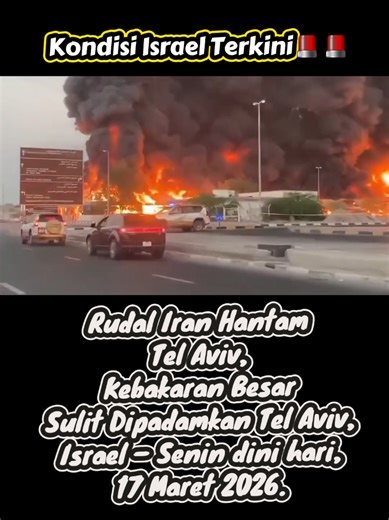 Rudal Iran Hantam Tel Aviv, Kebakaran Besar Sulit Dipadamkan Jendela Informasi Dunia 🌎, Tel Aviv, Israel – Senin dini hari, 17 Maret 2026. Iran meluncurkan rudal balistik ke Tel Aviv yang menyebabkan ledakan hebat dan kebakaran di kawasan permukiman. Rekaman CCTV dan siaran langsung warga menunjukkan kobaran api masih menyala, meski otoritas Israel mengklaim api telah berhasil dipadamkan. Serangan ini juga melukai beberapa orang dan merusak infrastruktur kota. Militer Israel (IDF) menyatakan se