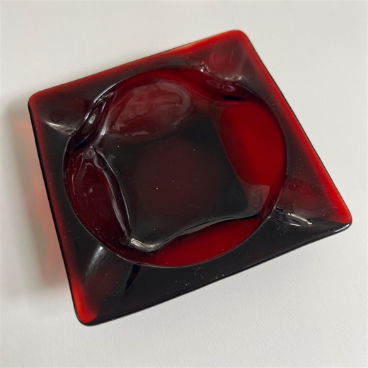 Vintage Red Mid Century Ashtray - Retro Barware - Etsy