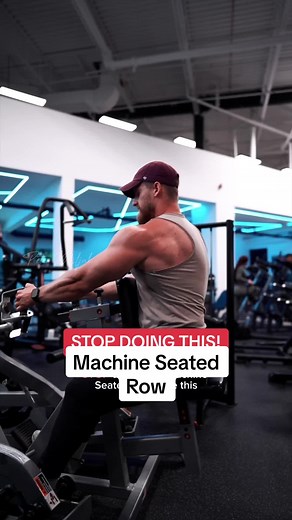 Machine Seated Row (lat focus) - Note: There is nothing wrong with sitting straight. The main takeaway is to minimize twisting and any momentum when rowing. This position allows better leverage and more tension/length on the lats. Control every rep and eccentric! - #gymtiktok #gymtok #backday #backworkout #backexercise #gymtips