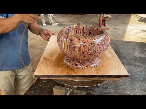 Turning Colored Pencils Into Stunning Epoxy Bowl (Satisfying Process)