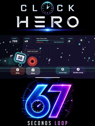 Clock Hero: 67 Seconds Loop Game (Time Loop Runner: Endless Run)
