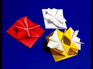 Pop-up Envelope with flower and secret message inside. Origami Gift card