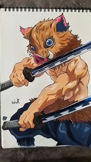 Inosuke ❎️ Samsher Singh ✅️Inosuke art #demonslayer #drawing #inosuke #animeart #viral #shorts
