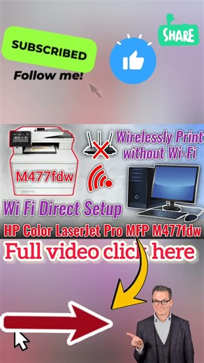 How to Enable Wi Fi Direct on a HP Color LaserJet Pro MFP M477fdw and connect #shorts #techtutorial