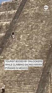 A German tourist ignored the rules at Mexico's Chichén Itzá archaeological complex last week by climbing the sacred Mayan pyramid, El Castillo. In a video shared on TikTok, security personnel can be seen chasing and removing the man, as some outraged visitors booed and shouted "sacrifice." https://abcnews.visitlink.me/FXznxG | ABC News