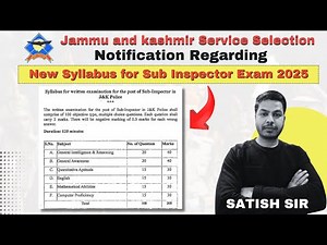 New Syllabus for the Post of Sub Inspector 2025 | Complete Exam Pattern