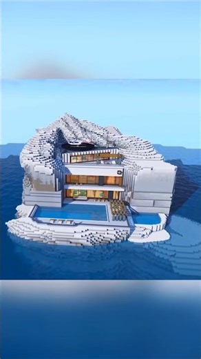 Modern House Custom Terrain Built Minecraft #shorts #gaming #minecraft