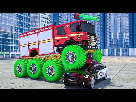 Fire Truck Frank calls NEW Fire Engine Monster Truck to Deal with Gas Station Fire