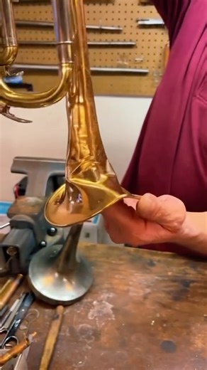 Removing huge dent on trumpet’s bell 🎥 Content by: on tiktok @anbrassrepair ——————— 👉🏼 Follow us and tag a friend to stay updated! 🔖 🔔 Turn on post notifications so you don’t miss a thing! . . . . . . . #trumpet #trumpetplayer #trumpets #trumpeter #trumpetlife #timmytrumpet #jazztrumpet #trumpetsolo #trumpetist #trumpetlove #trumpetplayers #trumpette #trumpetvine #trumpeters #trumpeterswan #trumpetsection #trumpetman #trumpetswag #trumpetflower #trumpetfish #trumpetlovers #trumpettree #trum