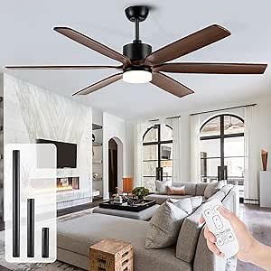 72 Inch Outdoor Ceiling Fans with Lights, Modern 6 Blade Solid Wood Ceiling Fan with Light, Rustic Farmhouse Large Ceiling Fan for Living Room Basement Porch Patio, 6-Speed Remote Control, Timer - Amazon.com