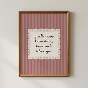 You'll Never Know Dear How Much I Love You Print, Vintage Striped Nursery Wall Art, Digital Download, Kids Room Quote Decor - Etsy