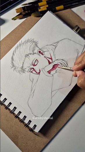 Skin Colouring tutorial ✨️ #higuruma #jjk #arttutorial #paintingtutorial #acrylicpainting