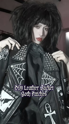 ⋆.˚ 𝕾𝖎𝖓𝖎𝖘𝖙𝖊𝖗 𝕯𝖔𝖑𝖑 ⋆.˚ on Instagram: "DIY 🕸️ Leather Jacket with goth patches 🕸️ I still had hundreds of patches with my favorite bands left to make, but they were so hard to make that I’ll leave it for later 🫠🦇 ♰ ♰ #goth #gothdiy #diy #tutorial #gothclothes #gothfashion #gothjacket #diyclothes #gothstyle #diyideas #gothmakeup #patchjacket #diypatches #leatherjacket ##gothgirl #tradgoth #deathrocker #deathrockergoth #gothoutfit #altfashion #fypシ #alternative #altfashion #gothic #g