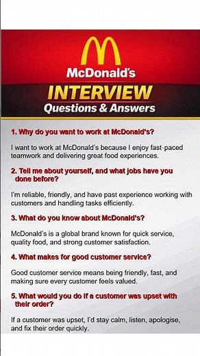 McDonald's Interview Top 5 Questions & Answers 🍔 #mcdonalds
