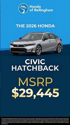 Save Up To $1,500 On The 2026 Honda Civic Hatchback!