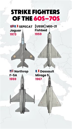 80K views · 109 reactions | Cold War Strike Fighters： Mirage 5 vs MiG-21 vs F-5A vs Jaguar #ArmyWeapons #DefensePower #ModernWarfare #WeaponComparison #MilitaryTech | MPinnacle | Facebook