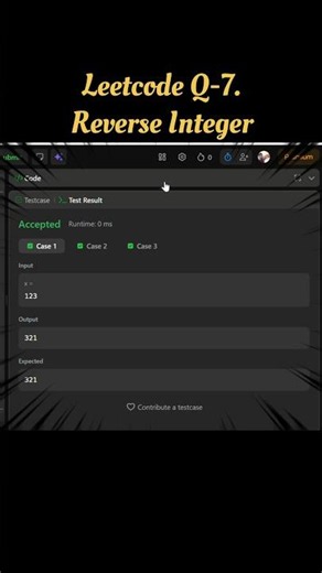 Leetcode Problem-7 Solution#Reverse_Integer#best_approach_with_best_time_complexity#