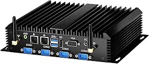 msecore Fanless Mini PC, Industrial Computer with Core i7-5500U 16G RAM 512G SSD, 1*HDMI 1*VGA, 6*COM RS232, WiFi, Dual LAN, WiFi/4G, WOL, Windows 10 Pro