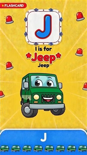 🚙 J is for Jeep | Vehicle Alphabet Song & Animation Flashcard for Kids! #kidslearning