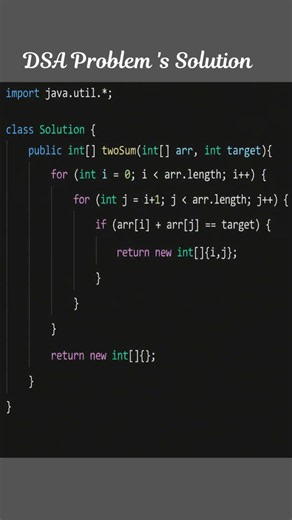 DSA Two Sum Problem Solved in Java 📚 #problem1