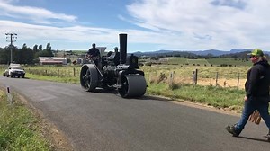 3.1K views · 108 reactions | Tasmania’s only road steam engine- built for Launceston city Council in 1910 by Salisbury Foundary to roll around the tram tracks when they were constructed on a short strap pinch before Dunorlan yesterday. Today running from Kimberly to Sheffield and particularly the climb out of Railton there will be more opportunities to hear this little gem of Tasmania’s history barking up hills! | Steamfest Tasmania | Facebook