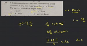 In a resonance tube experiment to determine speed of sound in a... | Filo
