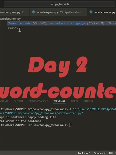 day 2: python habit: wordcounter #developer