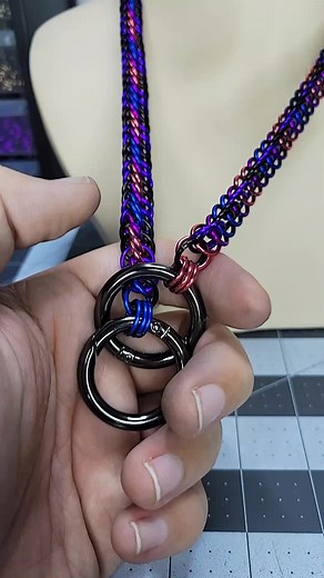 Bi half persian with black and violet. These always look good #handmade #chainmail #chainmaille #jewelry #choker #collar #slipchain #alt #alttiktok #goth #fashion #bisexual🏳️‍🌈 #quink #quinktok #quinkcommunity