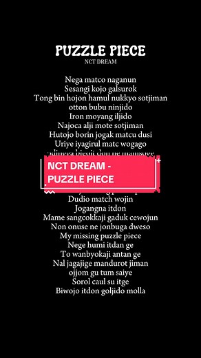 NCT DREAM Puzzle Piece Lyrics and Music Video