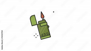 cigarette lighter icon animation video, seamless looping of lighter animation