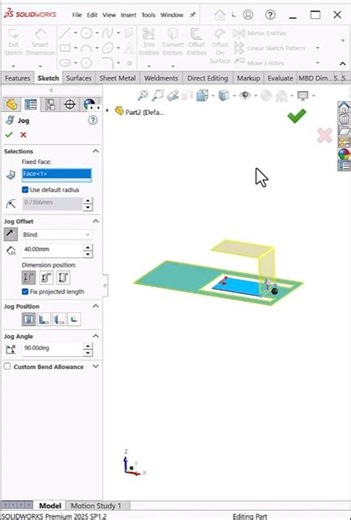 Jog & Sketched Bend in SolidWorks | Sheet Metal Bending #shorts #shortfeed