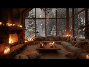 Warm Winter Night in a Forest Cabin ❄️| Soft Piano, Falling Snow & Cozy Fireplace Ambience for Sleep