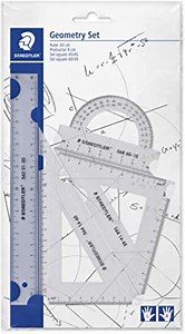 STAEDTLER Geometrieset Mars, Lineal 20 cm, Winkelmesser, Zeichendreieck 60/30 Grad, Zeichendreieck 45/Grad, 4-teiliges Set, 569 PB4-0