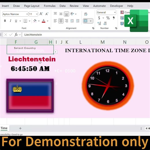 Excel International Time Zone Dashboard | Automatic Country Time Update with Analog & Digital Clocks