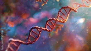 A detailed view of the surface of a cell with its characteristic tail and head region containing genetic material. . AI generation.