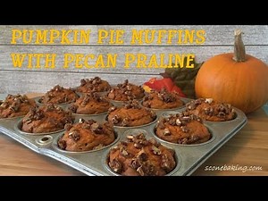 Pumpkin Pie Muffins with Pecan Praline Topping video demonstration - sconebaking.com