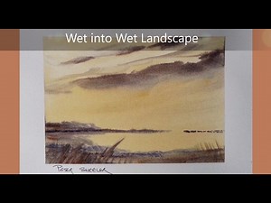 Wet into Wet watercolor landscape. Just 3 colors, 3 minutes and a large brush. Peter Sheeler