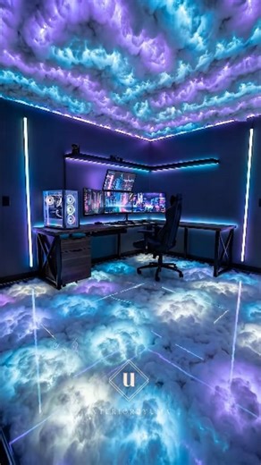Uma Interiors 💫 on Instagram: "A gaming room designed for immersive visuals, mood lighting, and next-level comfort. #GamingRoom #GameRoomDesign #ModernInteriors #InteriorDesign #InteriorInspo #LEDLighting #HomeInteriors #RoomSetup #HomeAesthetic #EntertainmentRoom"