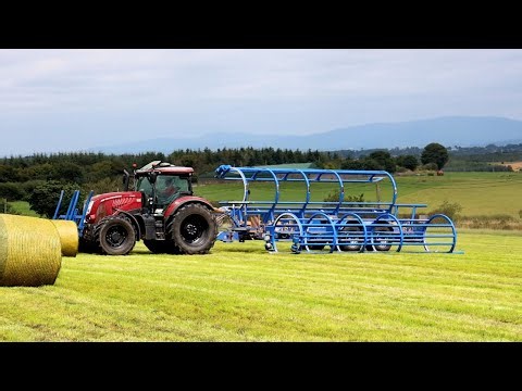 Wilson Engineering Monster Move 12 Bale Trailer moving Round Bales near Killeagh in Cork, Ireland