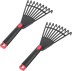 Small Leaf Rake for Gardening, Adjustable Metal Garden Rake for Leaves, 13.4 Inch Leaf Rakes for Lawns Heavy Duty for Yard Lawn Shrub Garden Beds