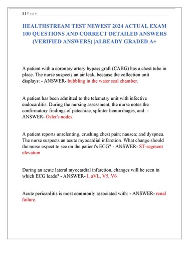 HEALTHSTREAM TEST NEWEST 2025 ACTUAL EXAM 100 QUESTIONS AND CORRECT DETAILED ANSWERS (VERIFIED ANSWERS) ALREADY GRADED A #learnexams2025