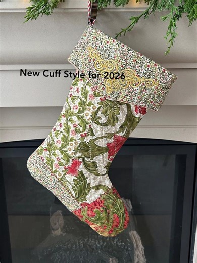 William Morris Christmas Stocking, Natural and Red Patchwork Yule Sock, Made to Order - Etsy