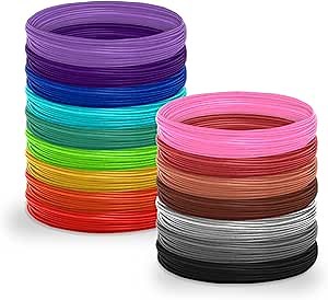 3D Pen Filament Kit Refills - PLA 1.75mm Filament Color Pack Sample | Create Professional Art with 3D Pen Refills for Kids and Adults 3-D PLA Printing Filament Bundle Kit Accessories